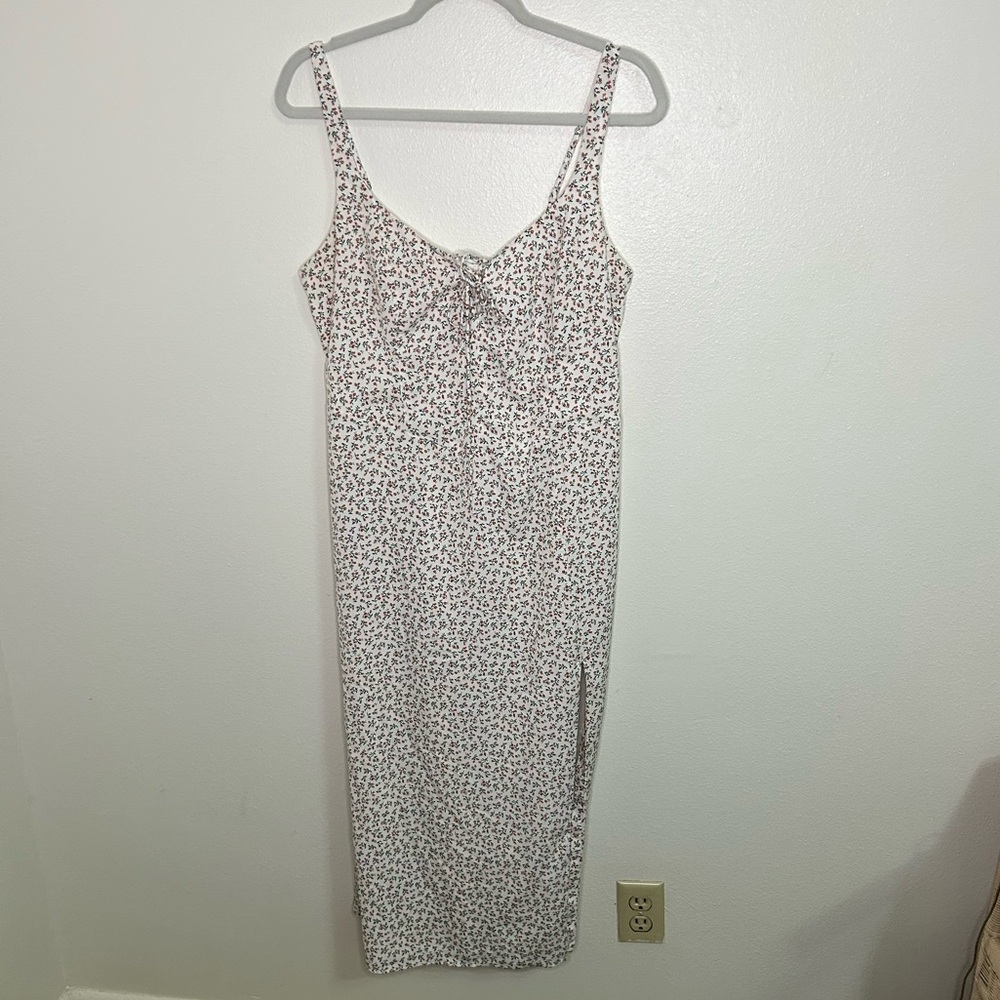 Abercrombie & Fitch Floral Midi Dress - Cream and Pink